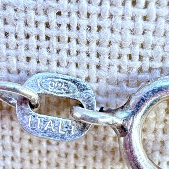 Sterling Silver 925 Scroll Design Rectangle Pendant Necklace Size 21.5" Length - Picture 9 of 14